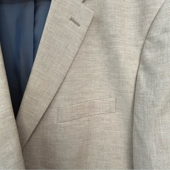 Jos. A. Bank Men’s Linen and Wool Blend Tan Sport Coat Blazer, Size 46R - Picture 9 of 16